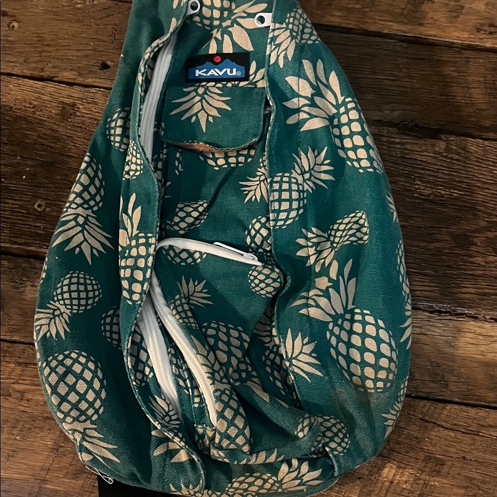 Kavu Teal Pineapple Sling Bag